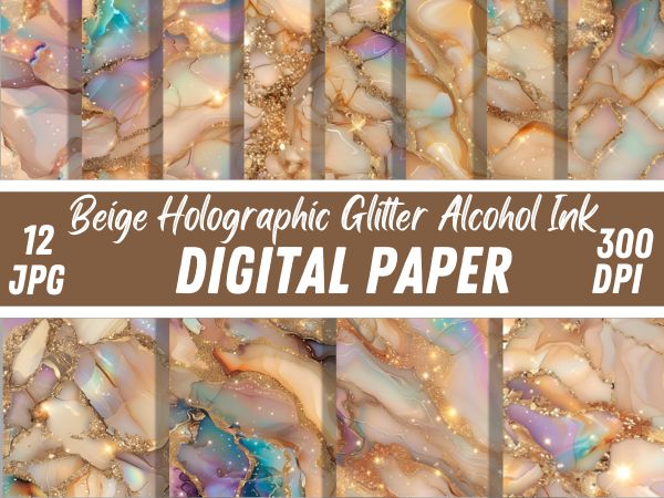 Beige Holographic Glitter Alcohol Ink