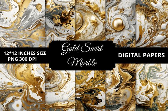 Gold Marble Textures Digital Papers