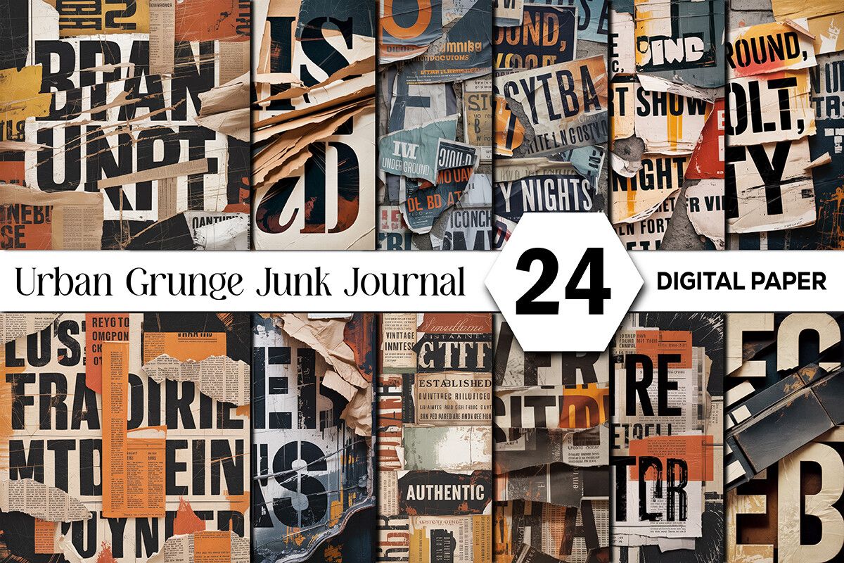 Urban Grunge Junk Journal Collage Pages